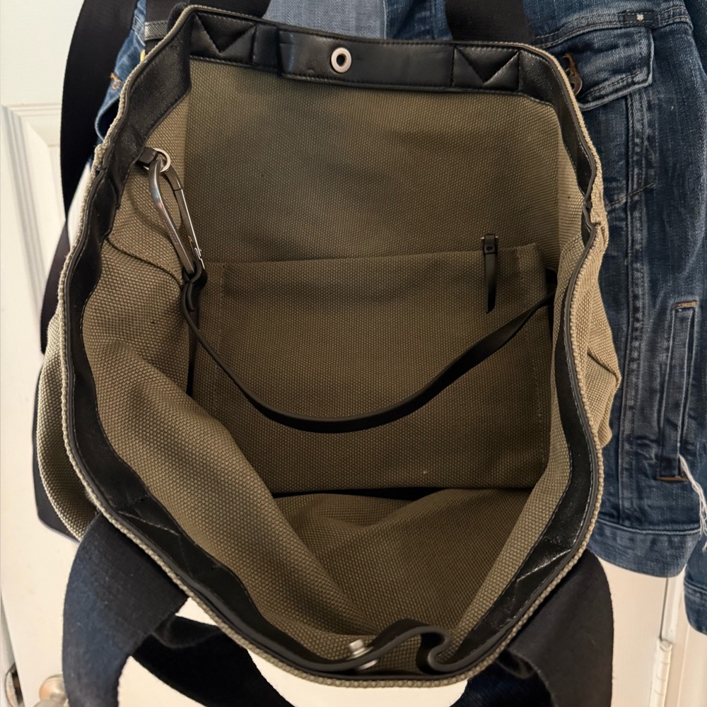All Saints Khaki Tote with Black Straps - Picture 6 of 13
